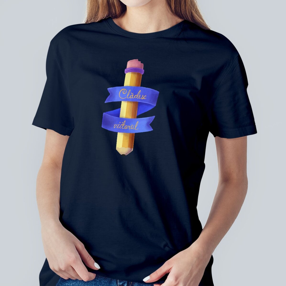 Katoenen T-shirt met gepersonaliseerde tekst - Watercolor pencil