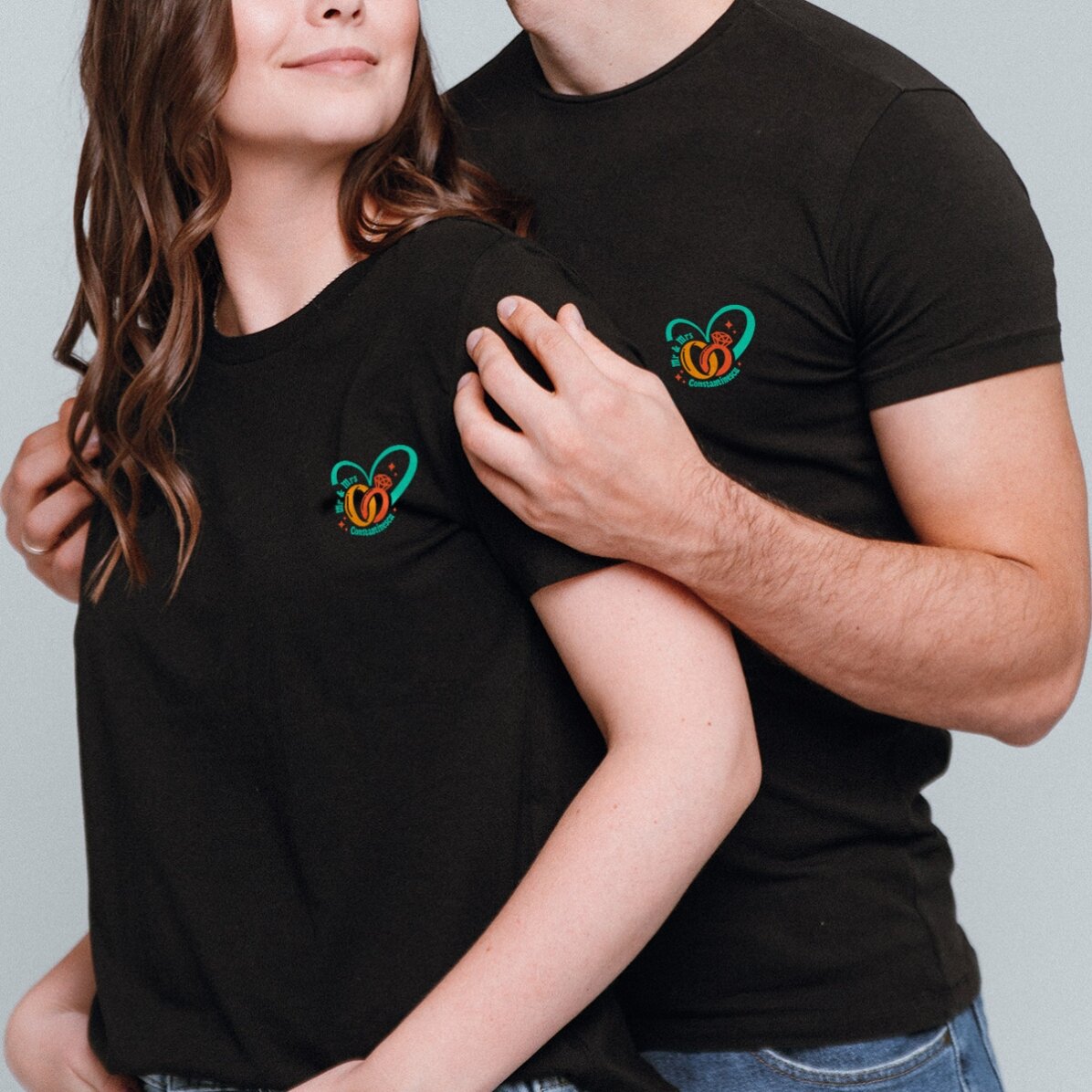 Custom cotton T-shirt with text - Wedding rings