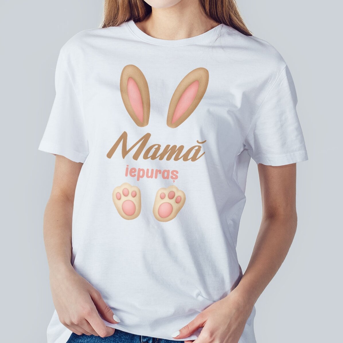 Gepersonaliseerd katoenen T-shirt voor Pasen - Konijnenoren