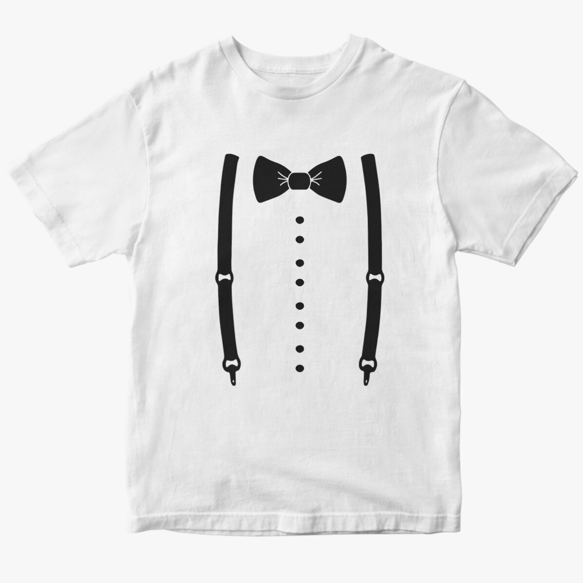 Gepersonaliseerd katoenen T-shirt voor het vrijgezellenfeest - Bretels en vlinderdas