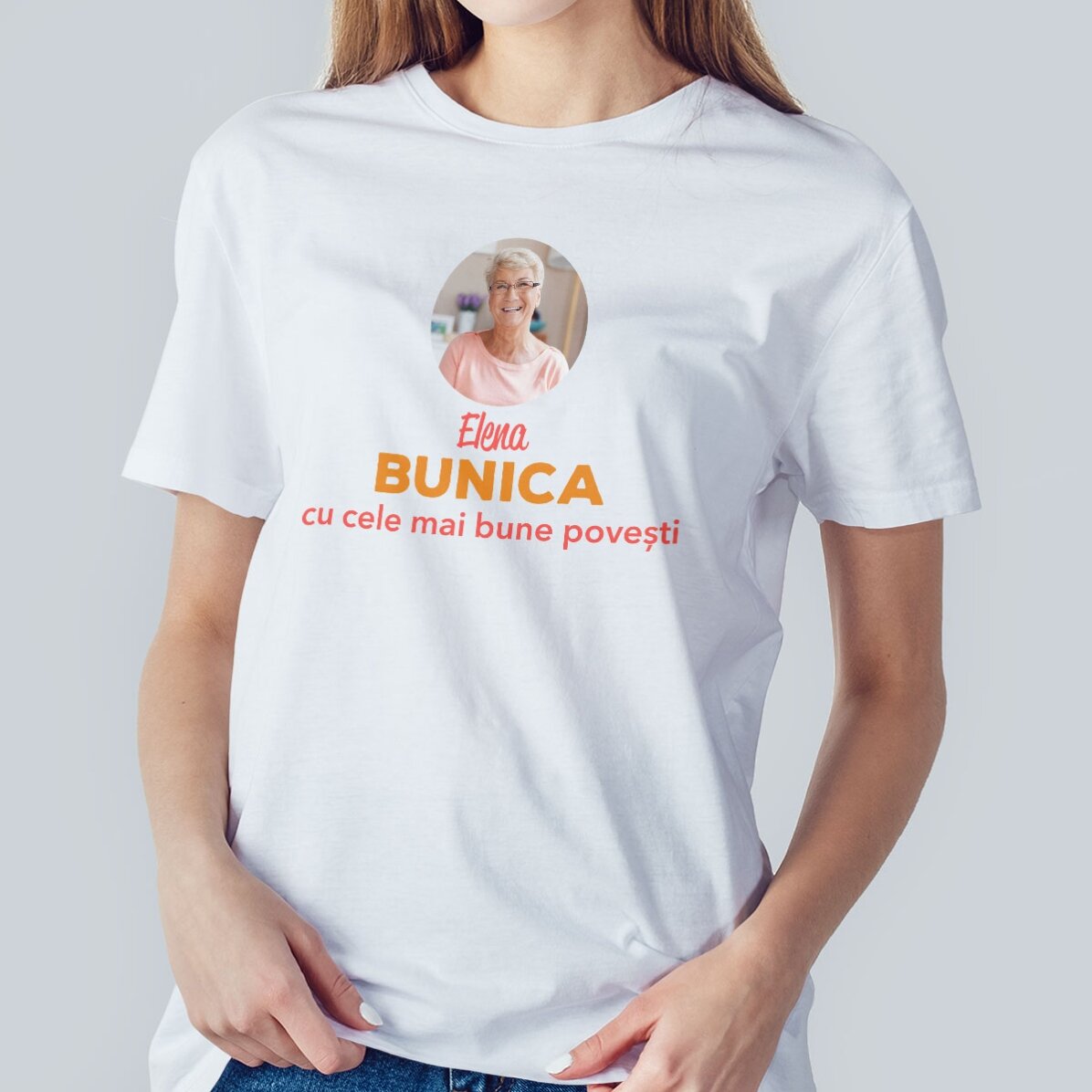 Katoenen T-shirt met gepersonaliseerde tekst - Oma