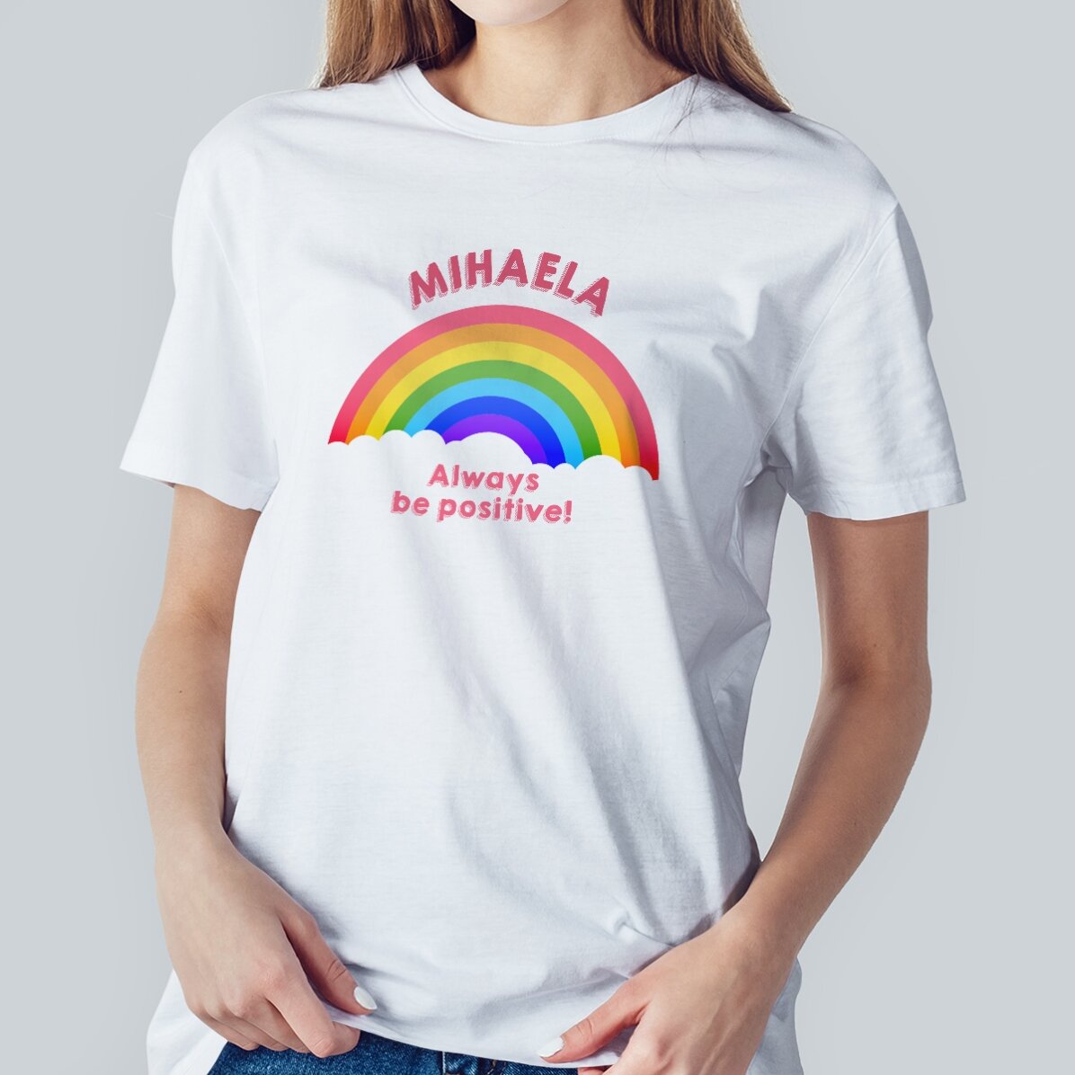 T-shirt met gepersonaliseerde tekst - Always be positive