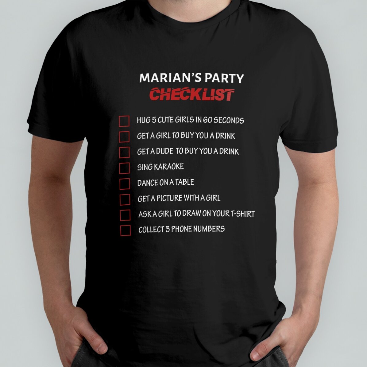 Customised T-shirt with text - Checklist