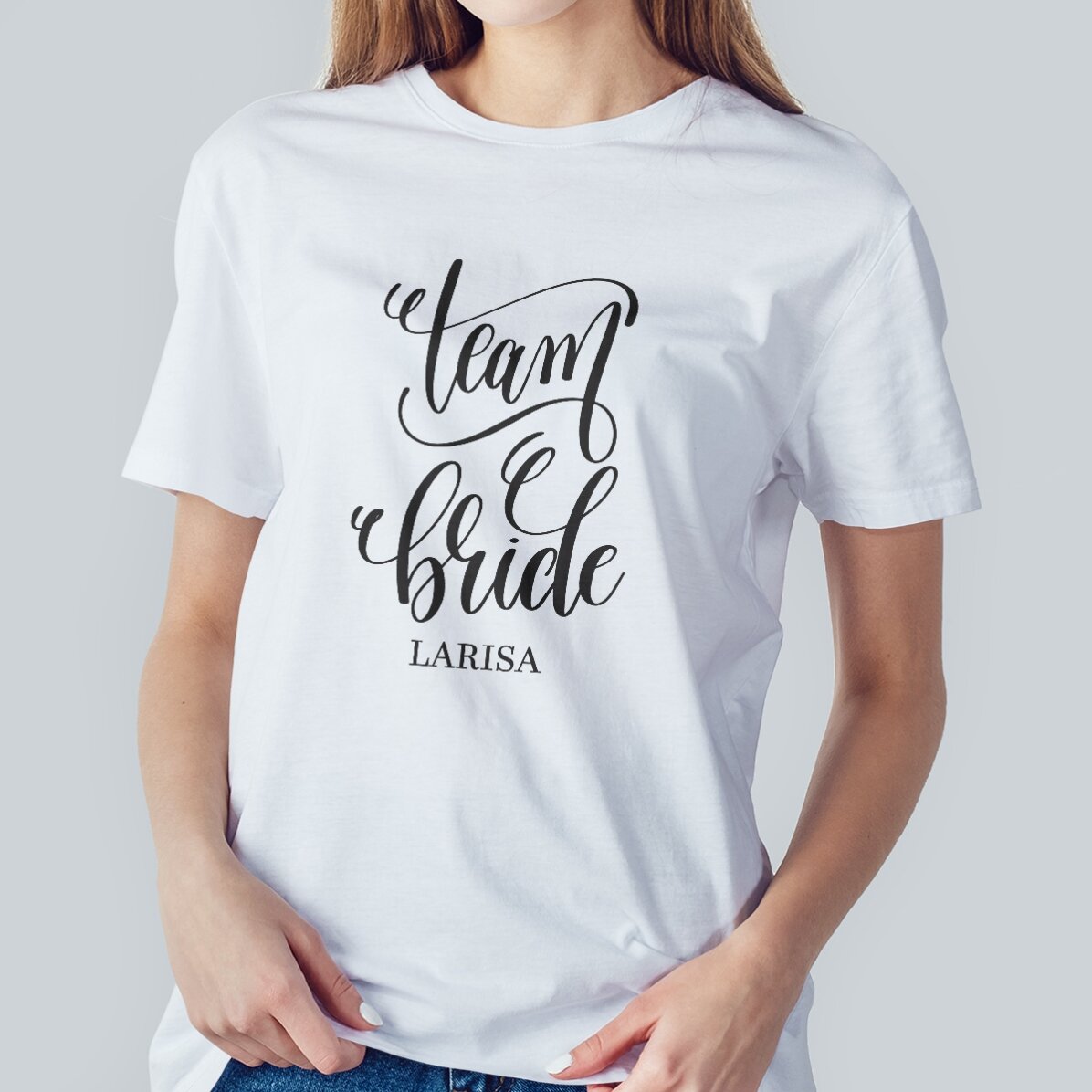 T-shirt met gepersonaliseerde tekst voor vrijgezellen - Team Bride