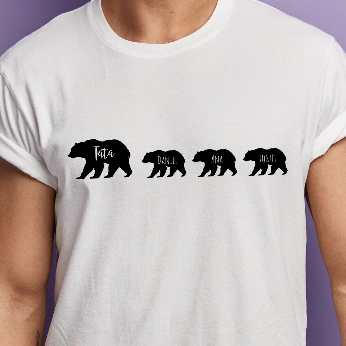 Personalised T-shirt with text - Bear and 3 cubs