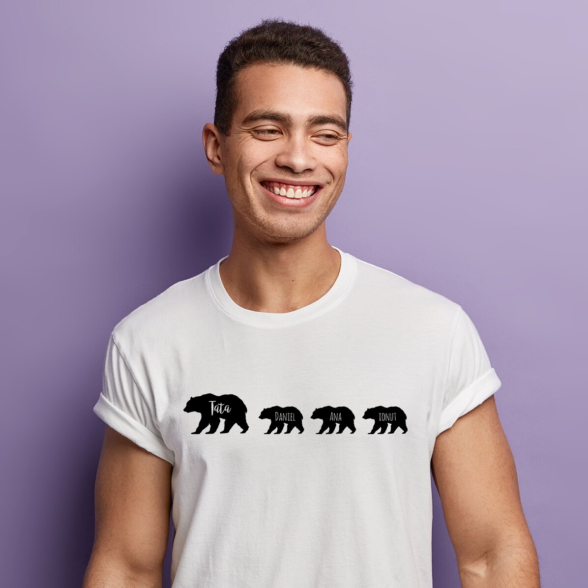 Personalised T-shirt with text - Bear and 3 cubs