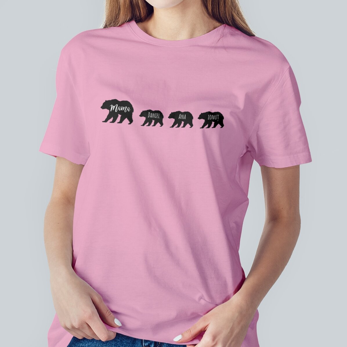 Personalised T-shirt with text - Bear and 3 cubs