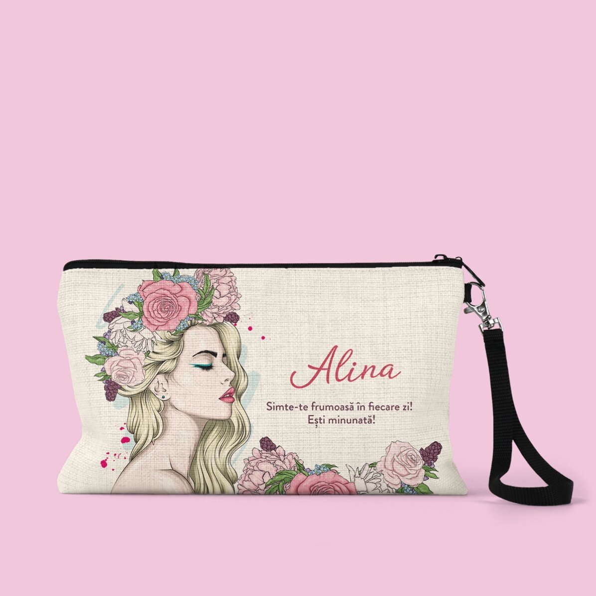 Gepersonaliseerde make-upset met tekst - Floral beauty