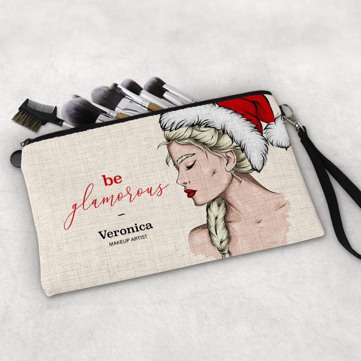 Gepersonaliseerde make-upset met de tekst ‘Glamorous Christmas’