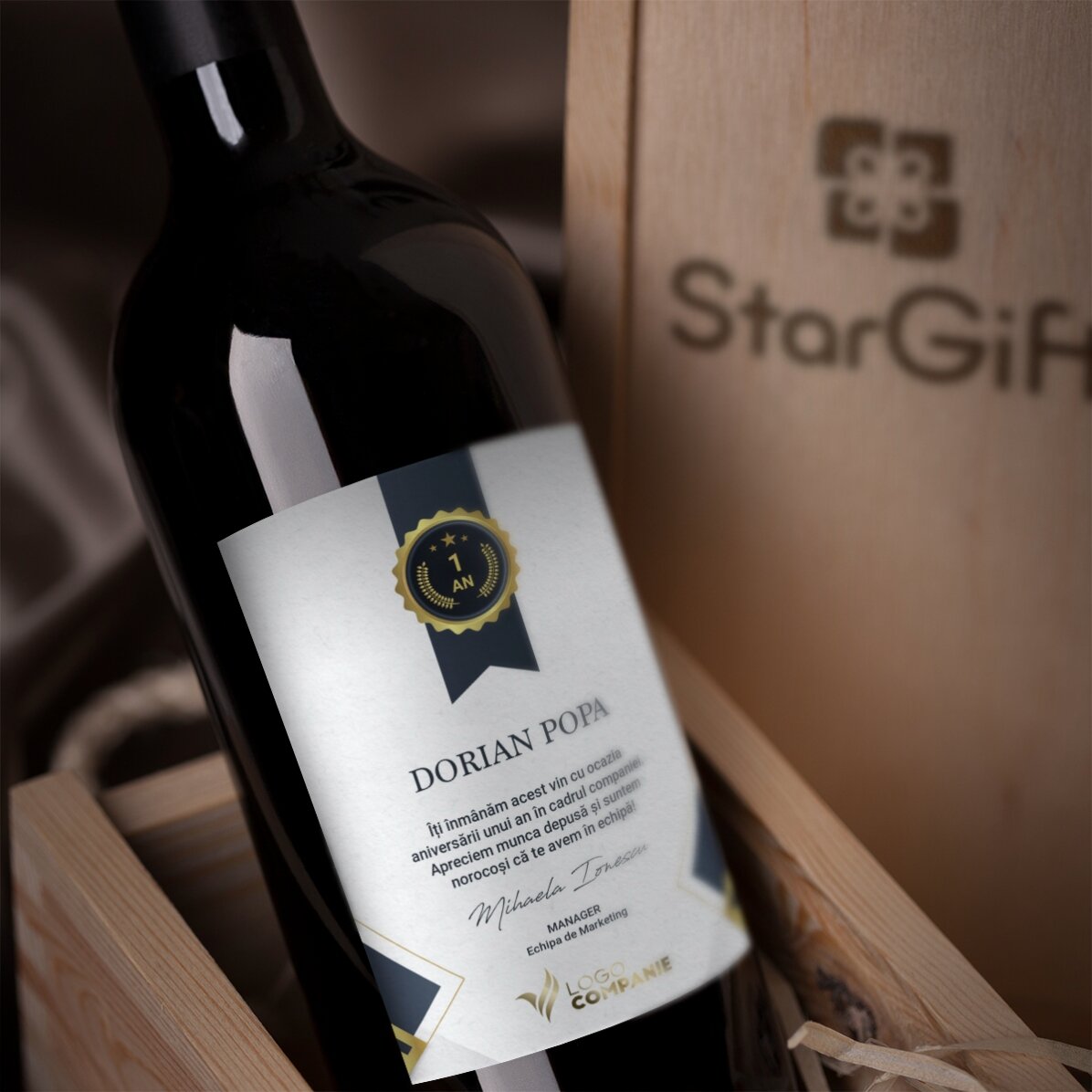 Personalised wine with logo and text - Employee appreciation