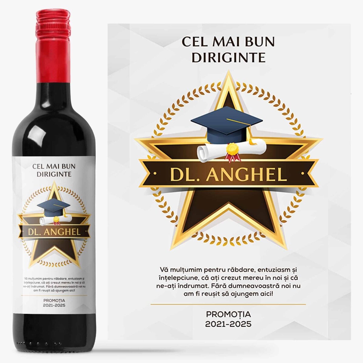 Personalised wine with a message of appreciation for teachers