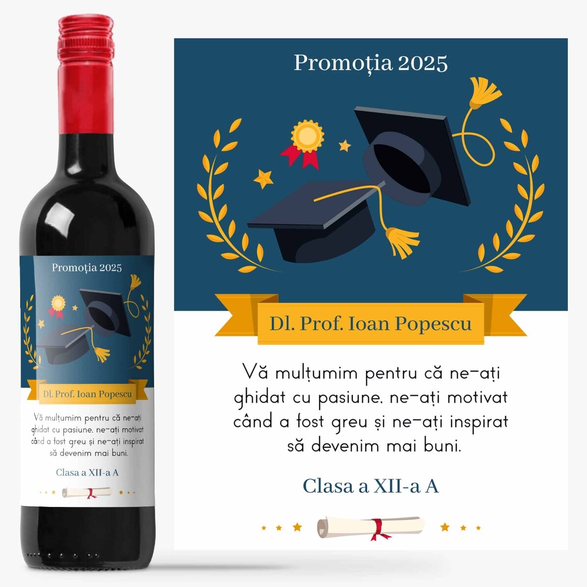 Personalised wine with a message for the teacher - Thank you!