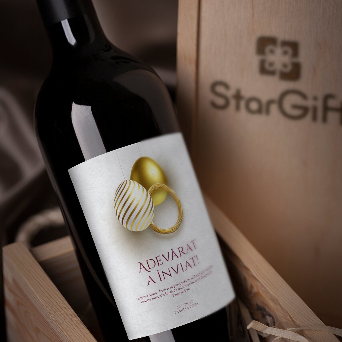 Personalised wine with text for Easter - Truly Risen