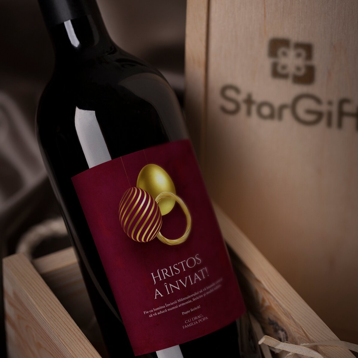 Personalised wine with text for Easter - Christ is risen!