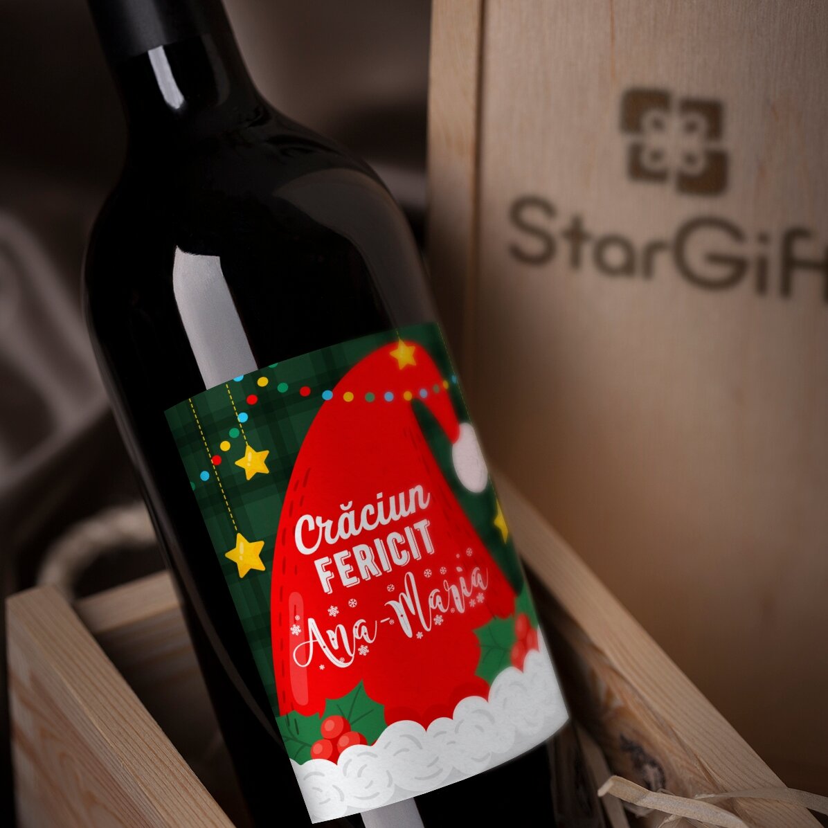 Wijn met gepersonaliseerde tekst - Kerstman