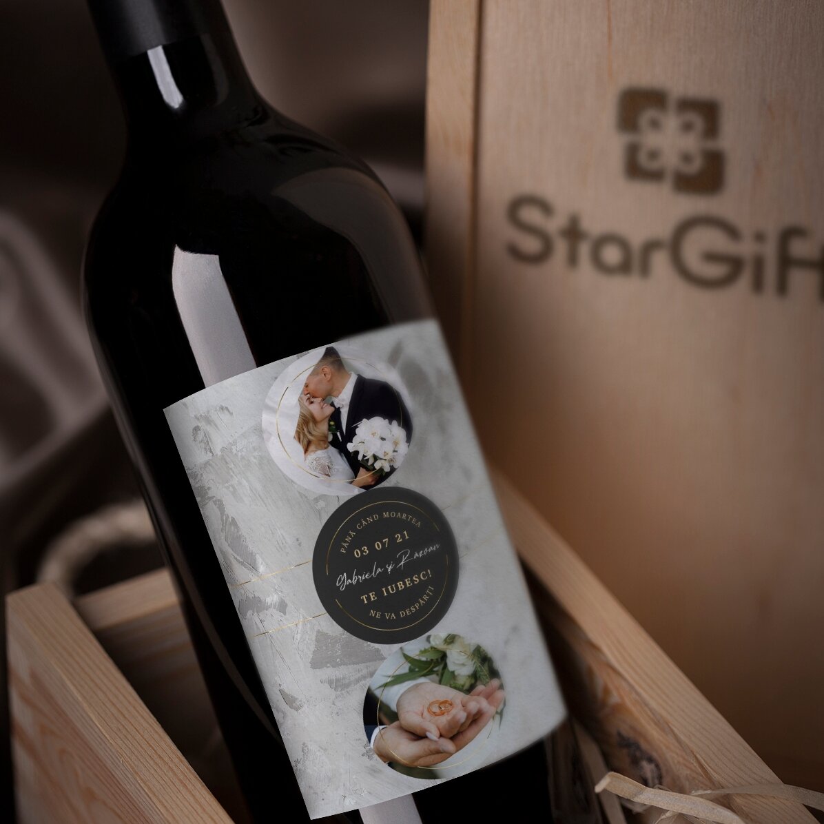 Personalised wine with text and 2 photos - Forever