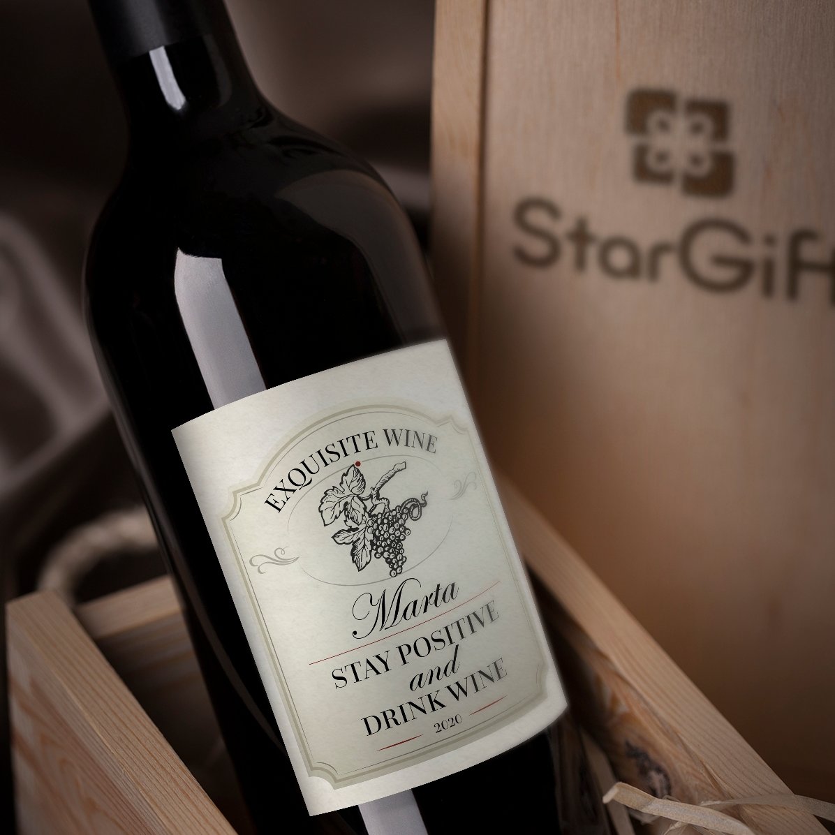Personalised wine with text - Stay positive and drink wine