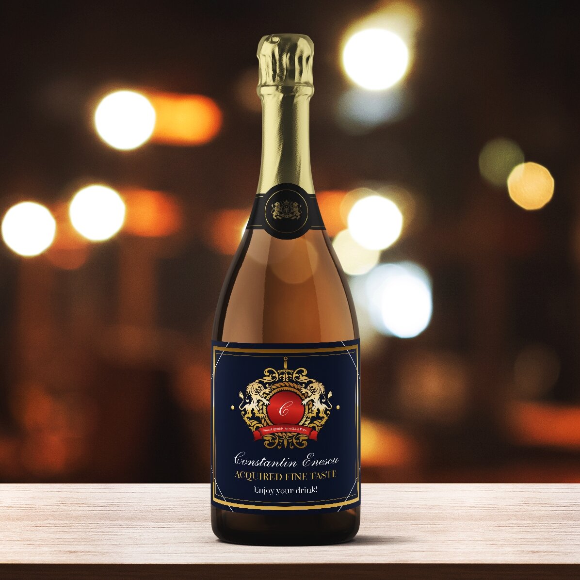 Personalised sparkling wine with text - Heraldry