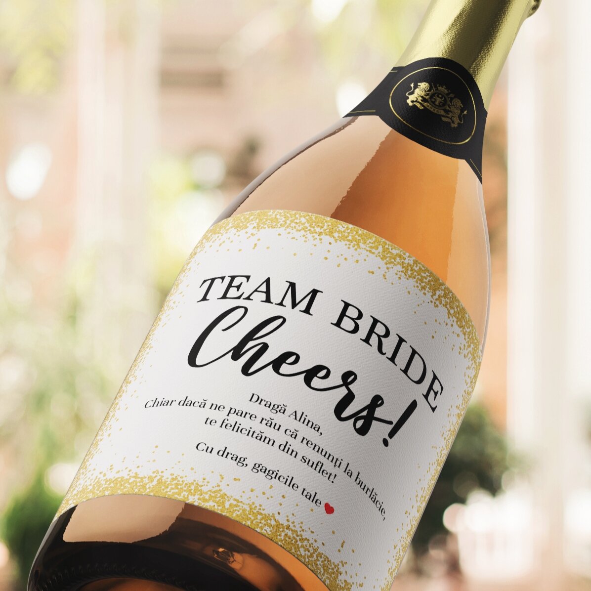 Mousserende wijn met gepersonaliseerde tekst voor het vrijgezellenfeest - Cheers